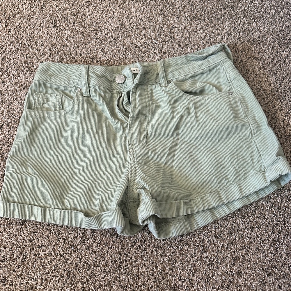 PacSun High Waist Corduroy Shorts in Mint Green